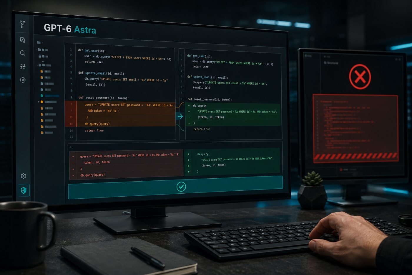 GPT‑6 Astra produit un correctif défensif tandis qu’une demande d’exploit avancé est refusée.