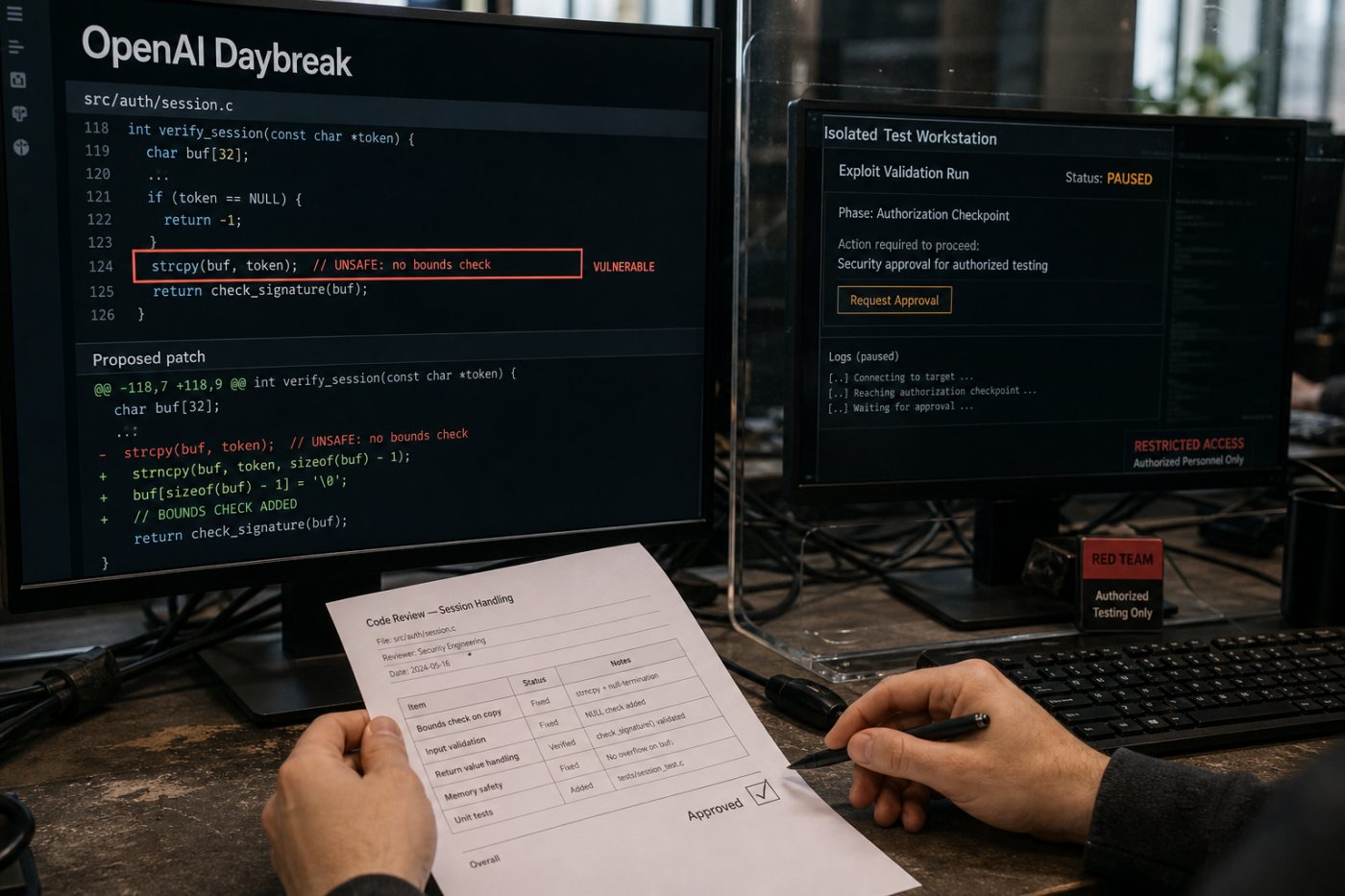 Daybreak Blue анализирует и помогает исправить уязвимый код, а Red проверяет его эксплуатацию в разрешённой изолированной среде.