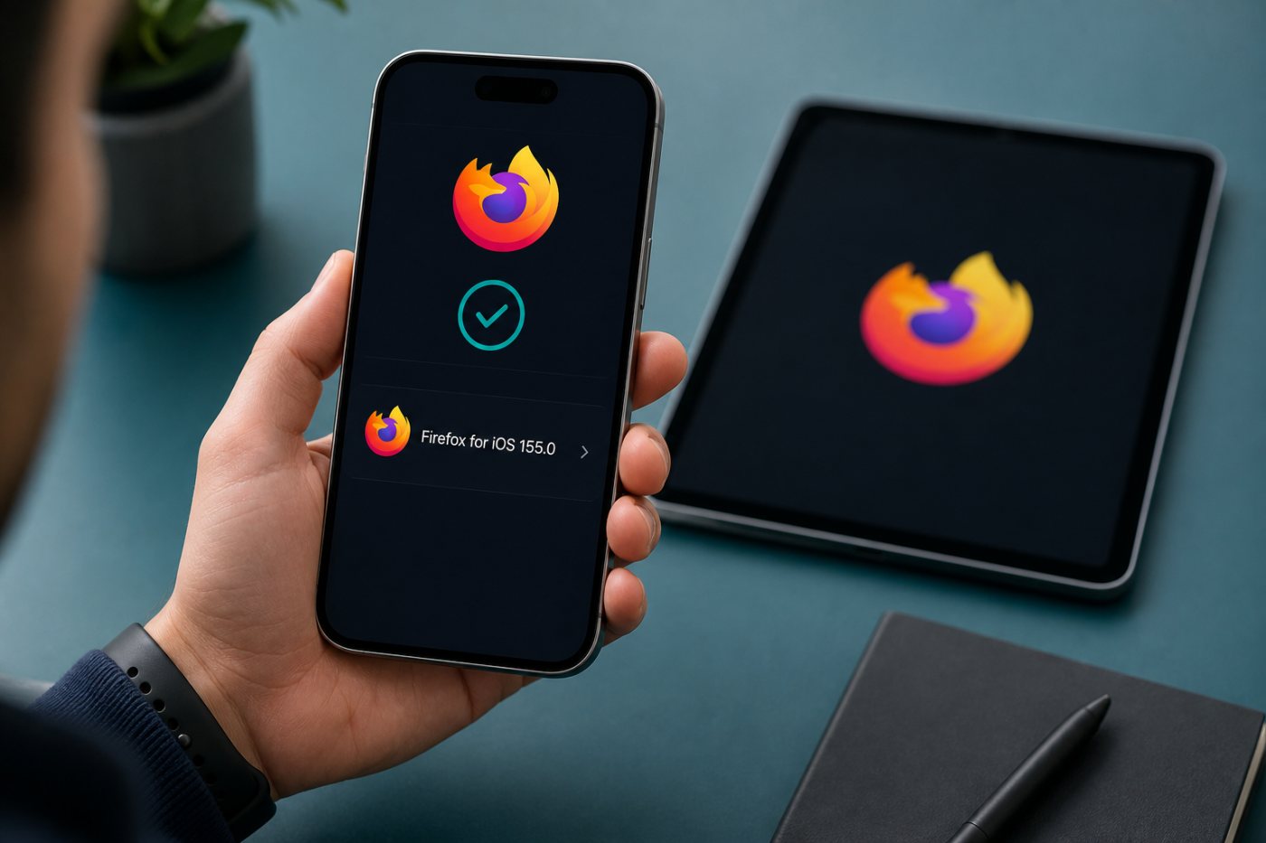 App StoreでFirefox for iOSを更新し155.0以降の導入を確認する手順