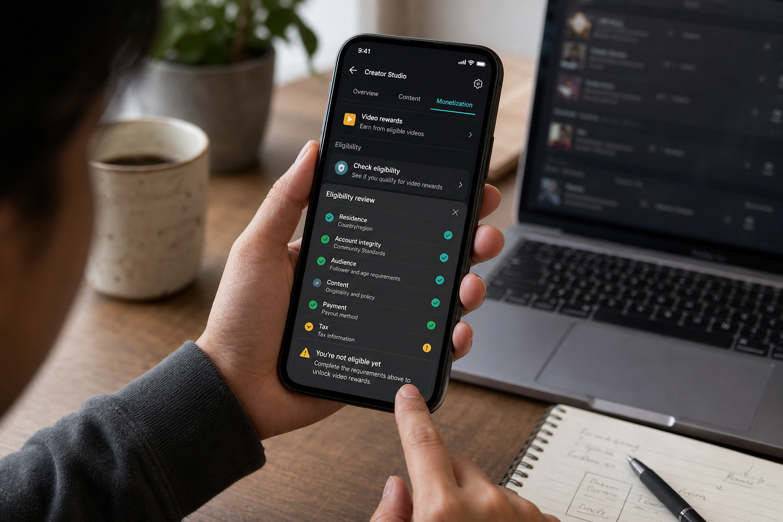 TikTok Studio eligibility workflow checking account and audience requirements