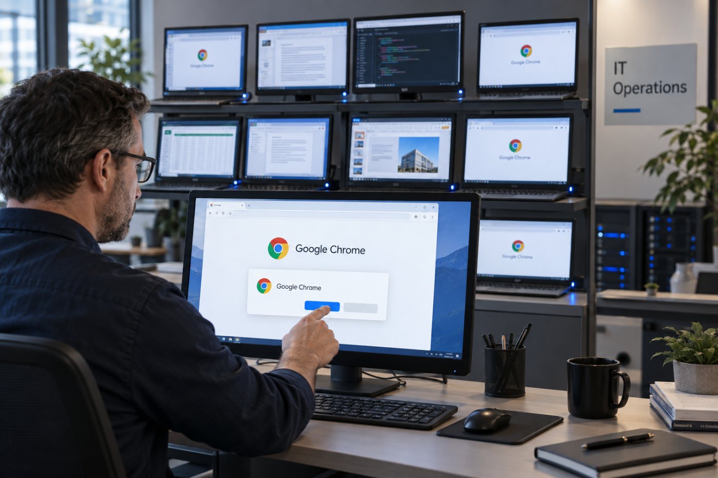 관리형 Chrome 단말의 재시작 대기 상태와 실행 버전 준수를 점검하는 과정