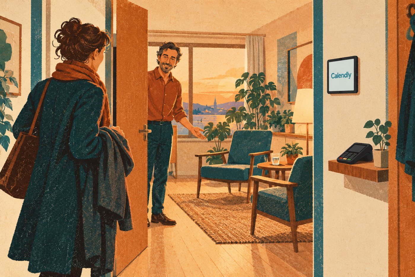 En betalt konsultasjon kan starte når Calendly har håndtert betalingen ved bestilling.