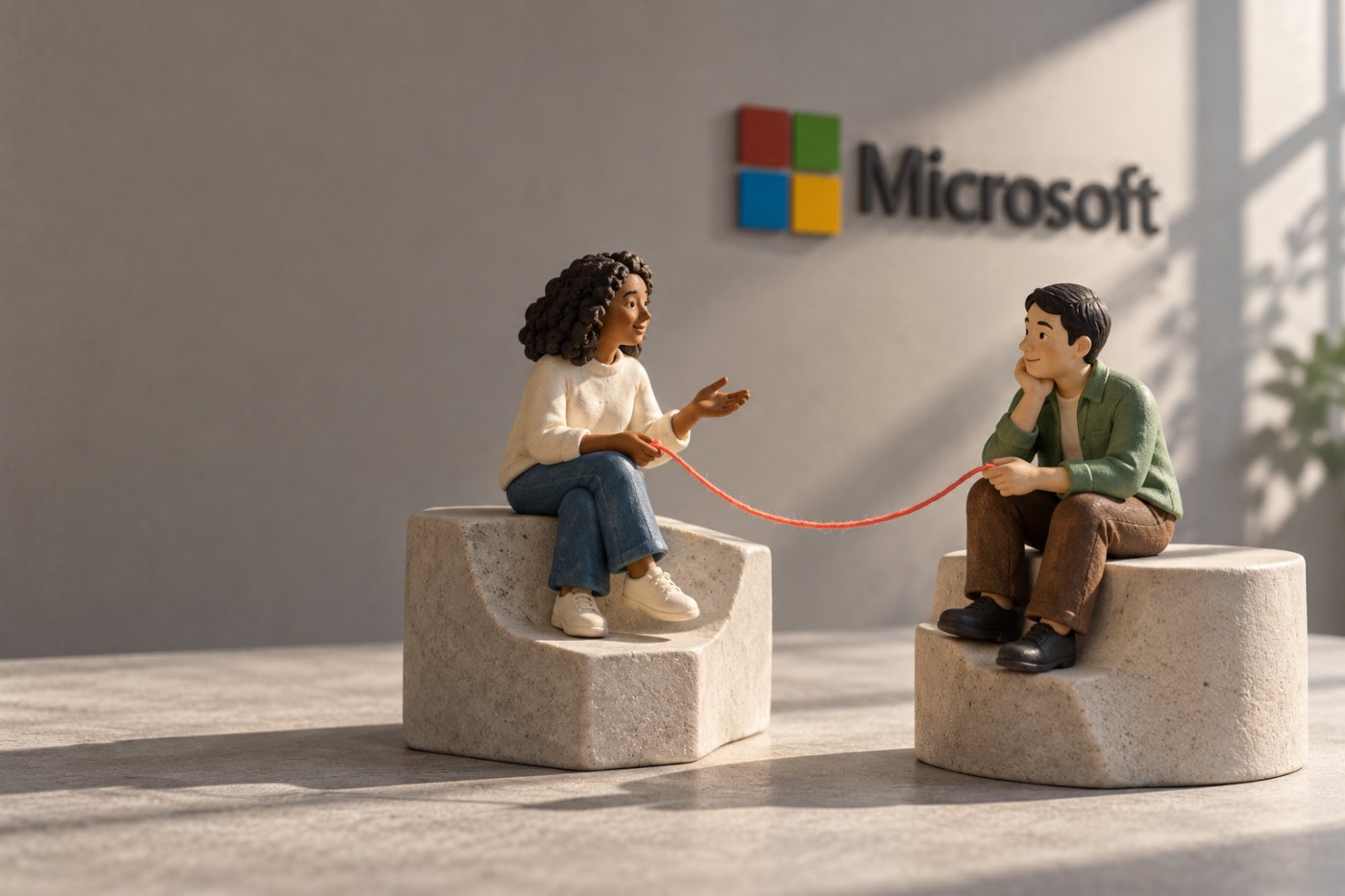 Współpracownicy Microsoft nawiązują kontakt, by skorzystać z wiedzy eksperta.