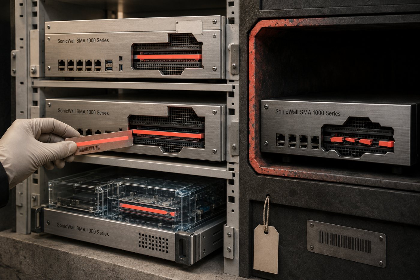 Physical and virtual SonicWall SMA 1000 deployments being classified by complete affected and fixed platform-hotfix builds.