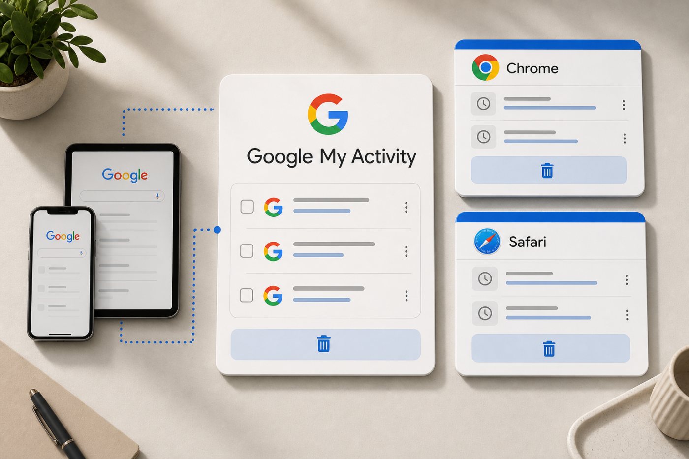 Google My Activity और Chrome तथा Safari ब्राउज़र इतिहास की अलग-अलग सफाई