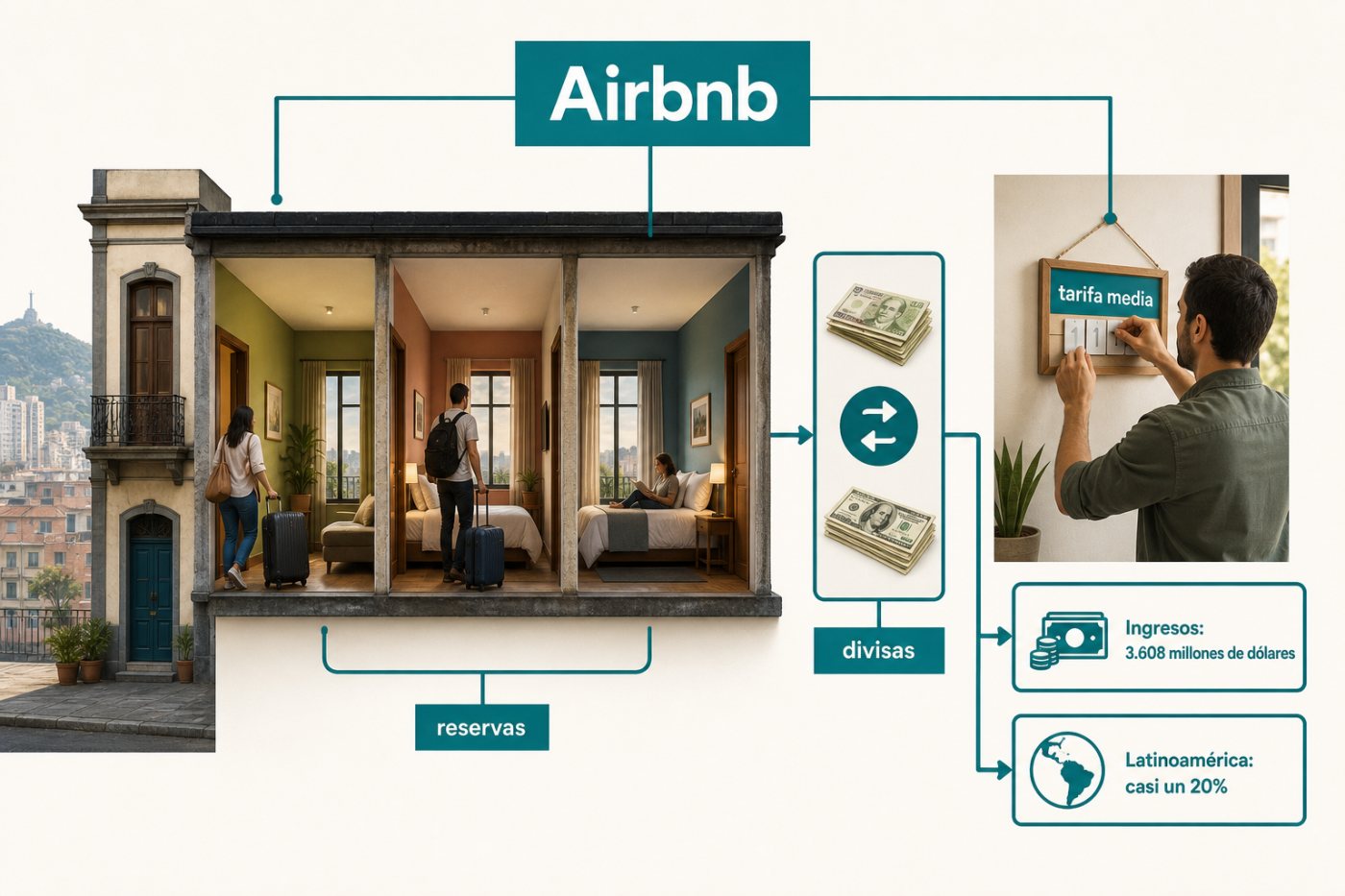 Mayor volumen de reservas y tarifas medias más altas impulsan los ingresos trimestrales de Airbnb.