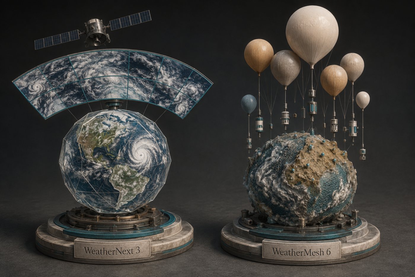 静止衛星観測を使うWeatherNext 3と気球などの生観測を使うWeatherMesh 6で異なる「世界初」の比較条件