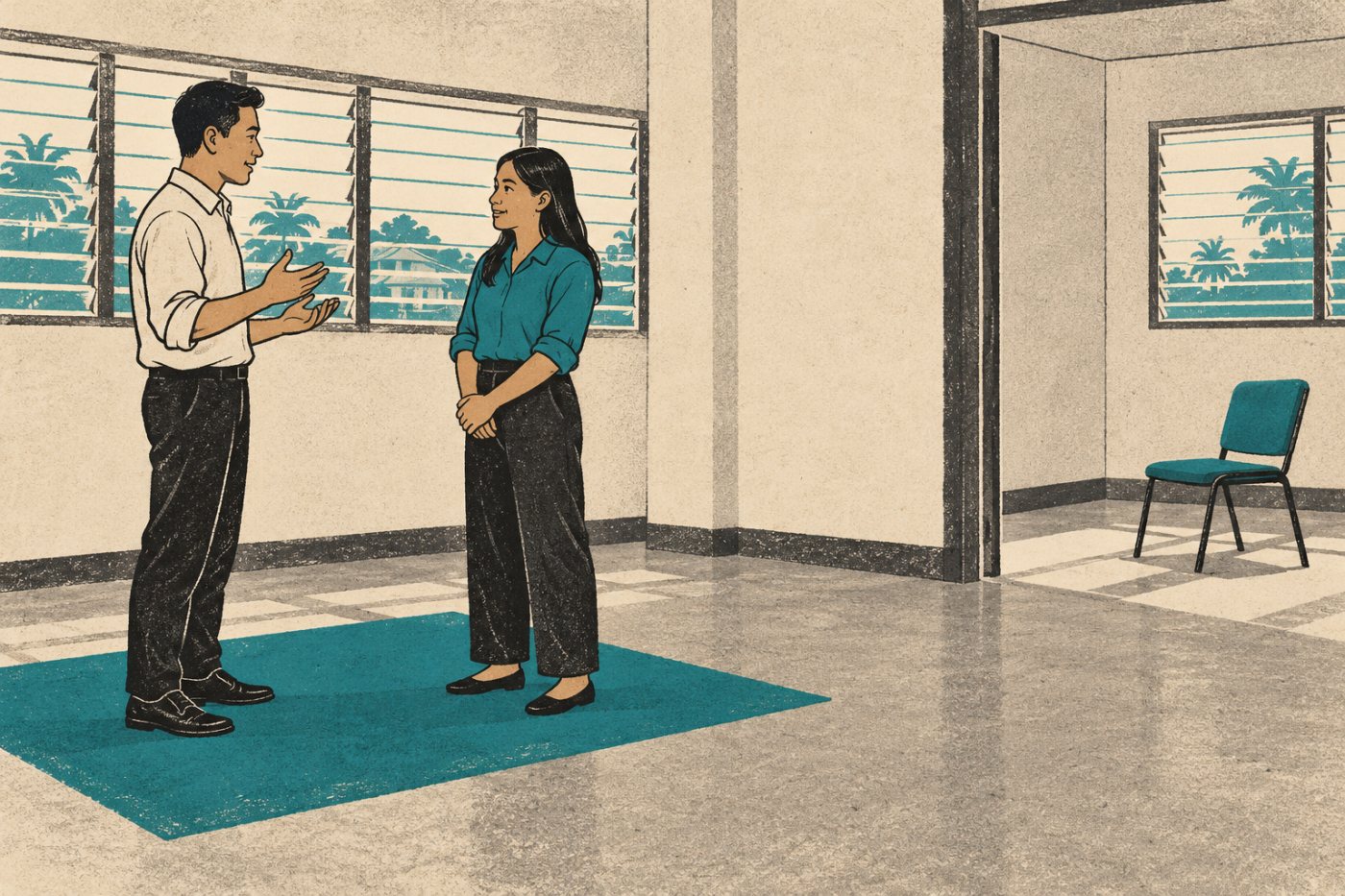 Mock interview bilang paghahanda bago ang hiwalay na panayam at pasya ng employer.