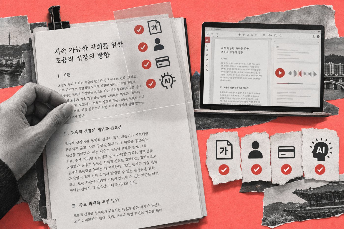 한국어 PDF의 팟캐스트 생성을 위해 지원 언어와 계정·요금제 조건을 확인하는 과정