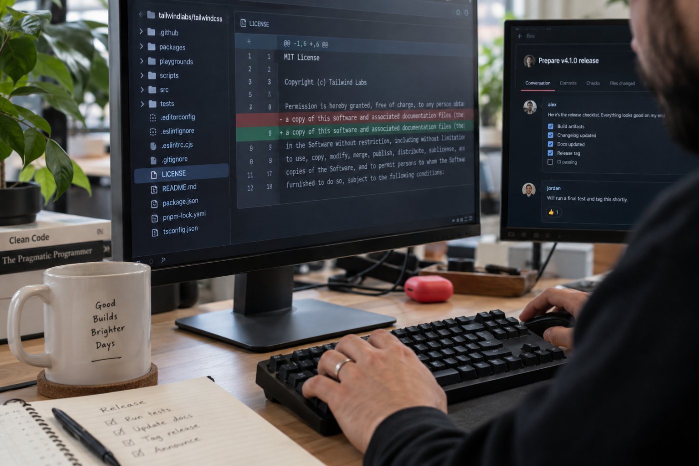Tim Tailwind Labs tetap memelihara Tailwind CSS berlisensi MIT dengan dukungan Shopify