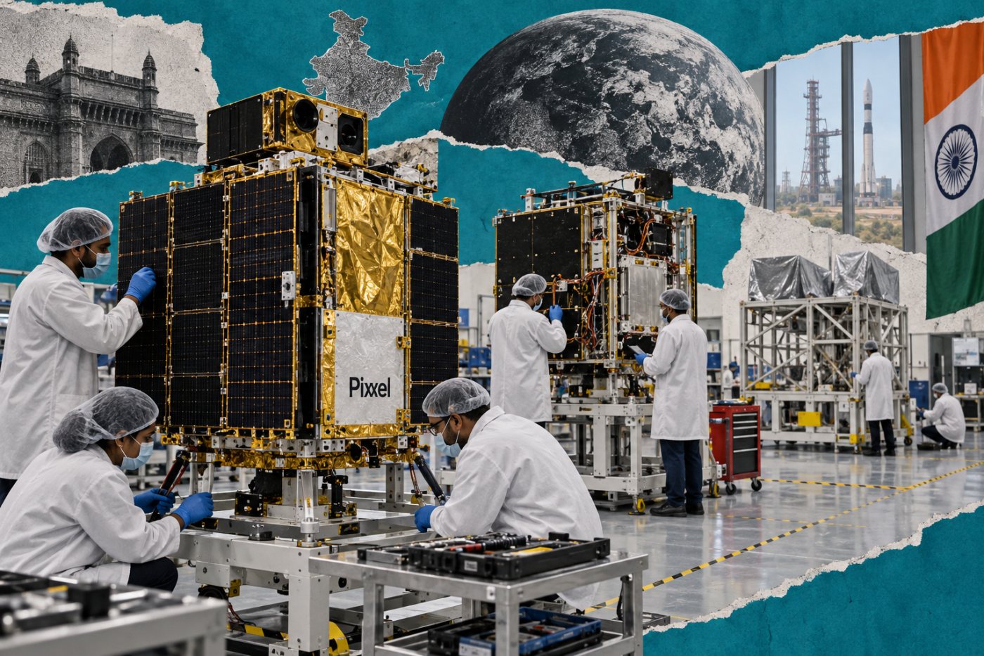 Produção da Pixxel reúne satélites em diferentes estágios para missões comerciais e governamentais.