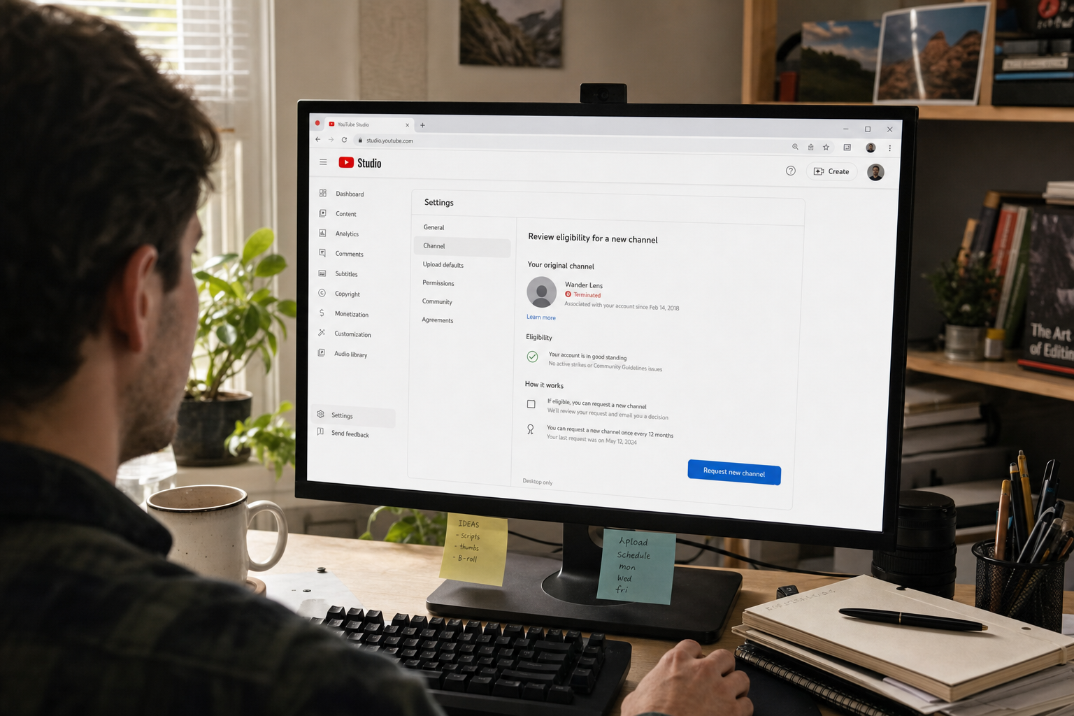 Comparison of a YouTube termination appeal with a new-channel request