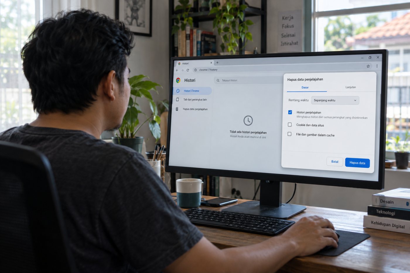 Histori penjelajahan Chrome dibersihkan secara terpisah dengan rentang sepanjang waktu.