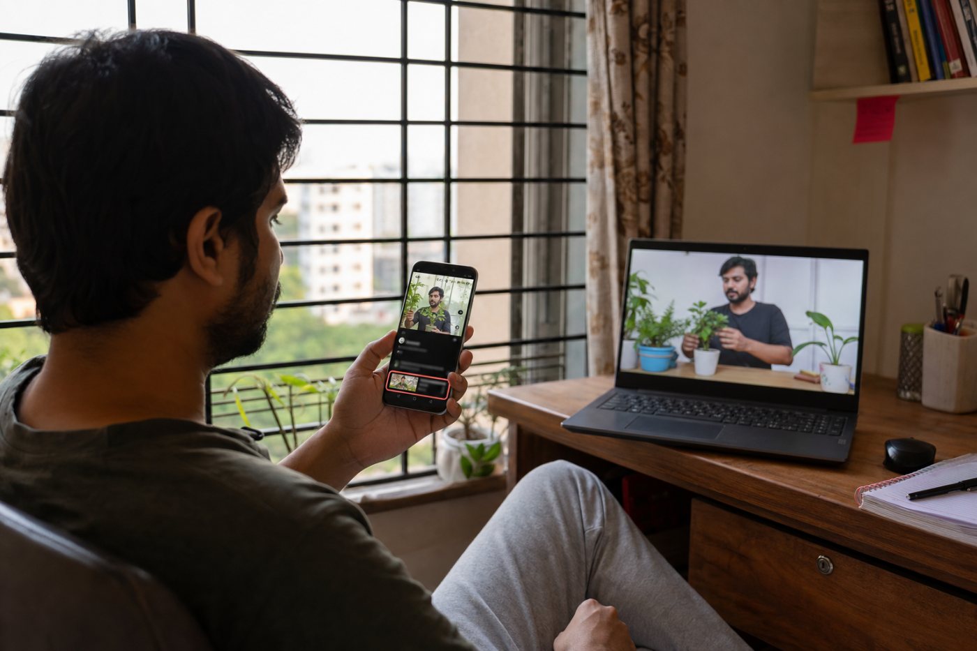 मोबाइल पर सार्वजनिक YouTube Short से संबंधित वीडियो खोलकर वादे और गंतव्य के मेल की जाँच