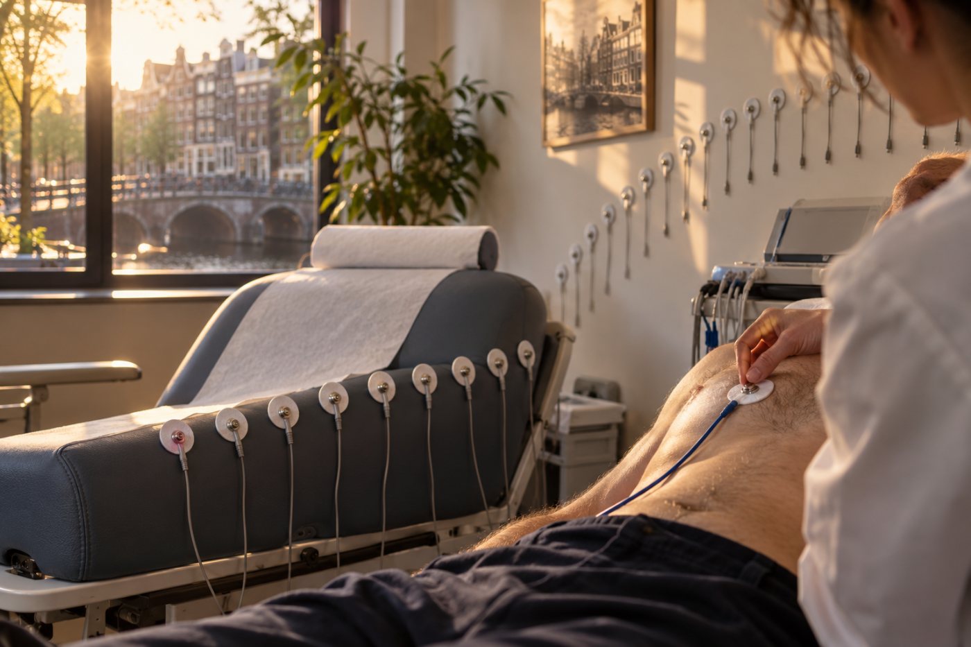 Een ECG-onderzoek bij Blue Health Intelligence laat zien hoe de fysieke gezondheidscheck de basis vormt voor de resultaten in de app.