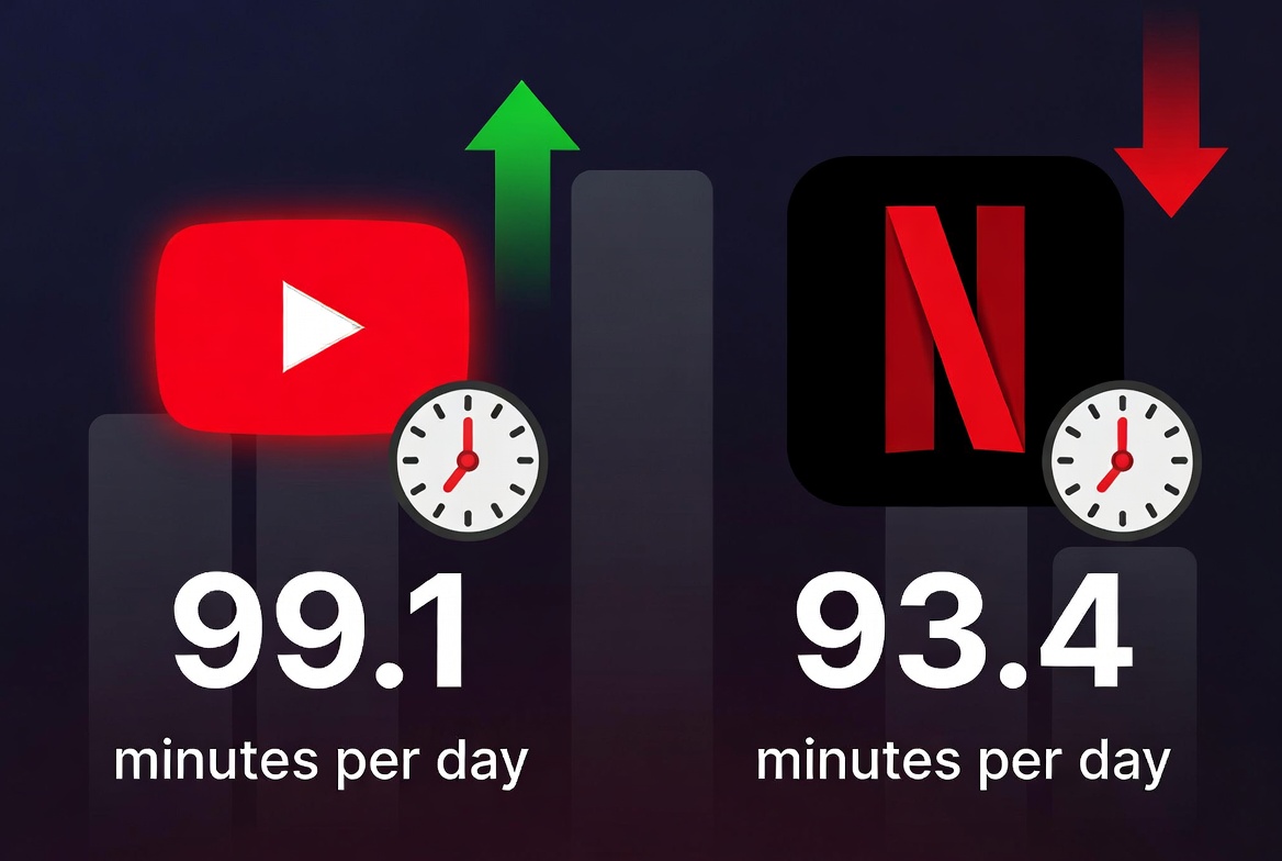 YouTube’s Total Dominance: For the First Time Ever, It Has Overtaken Netflix in Daily Viewing Time