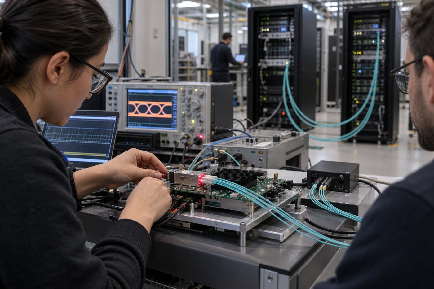 Coherent DSP برقی data کو optical fiber link کے لیے process کرتے ہوئے data-center systems کو جوڑ رہا ہے
