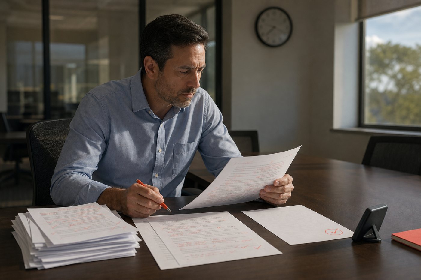 Manager compares an AI draft, rework time and verified final quality before judging productivity.
