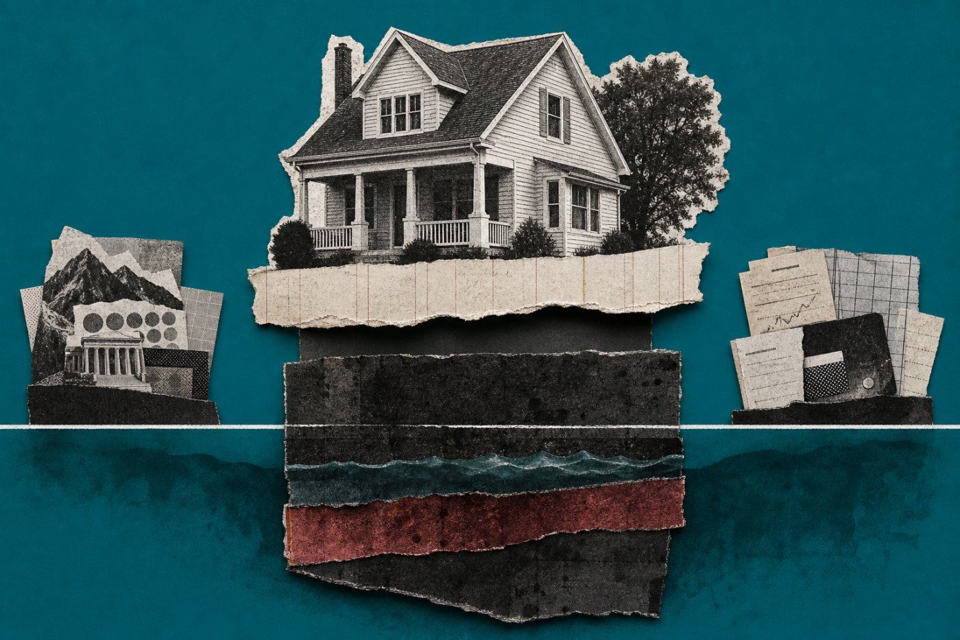 Net-worth calculation excluding a primary residence while counting underwater debt and a recent increase in home-secured borrowing.