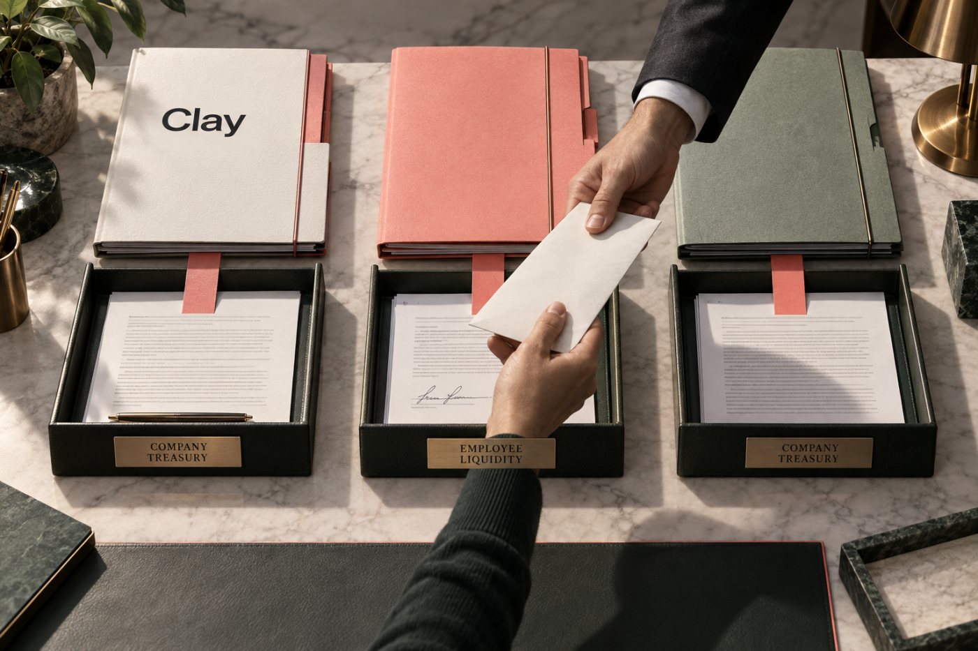 Comparación de las rondas primarias de Clay con la oferta secundaria para empleados