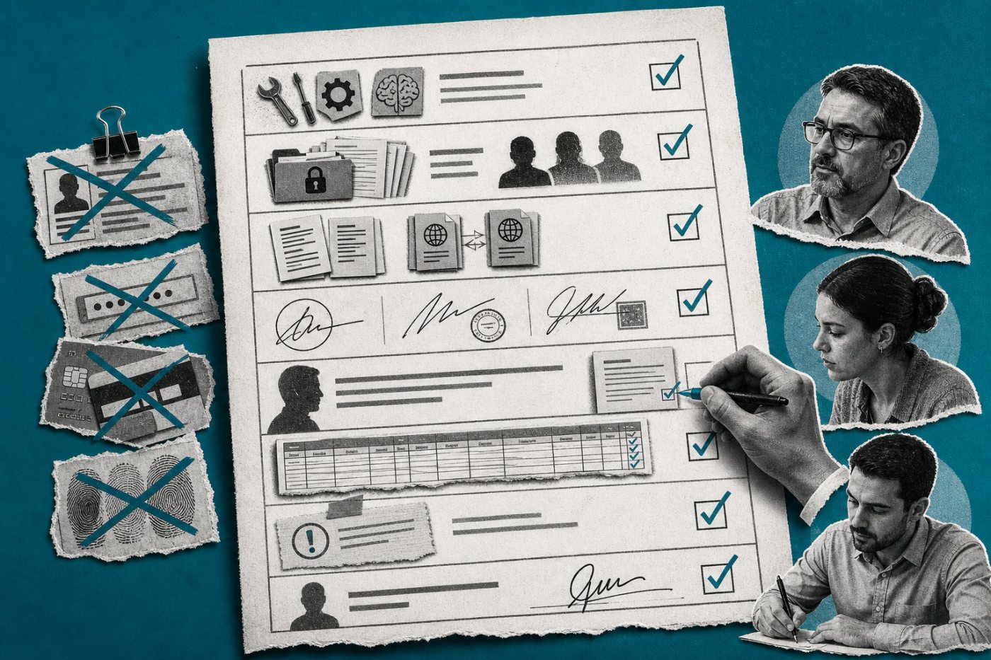 Política corporativa de uma página reúne ferramentas autorizadas, dados proibidos, aprovações, revisão humana e resposta a incidentes.