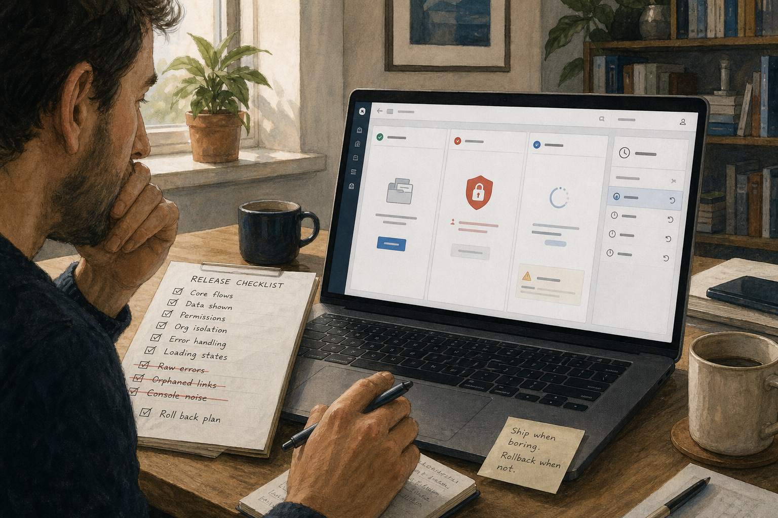 Founder testing a generated SaaS prototype against a pre-launch checklist