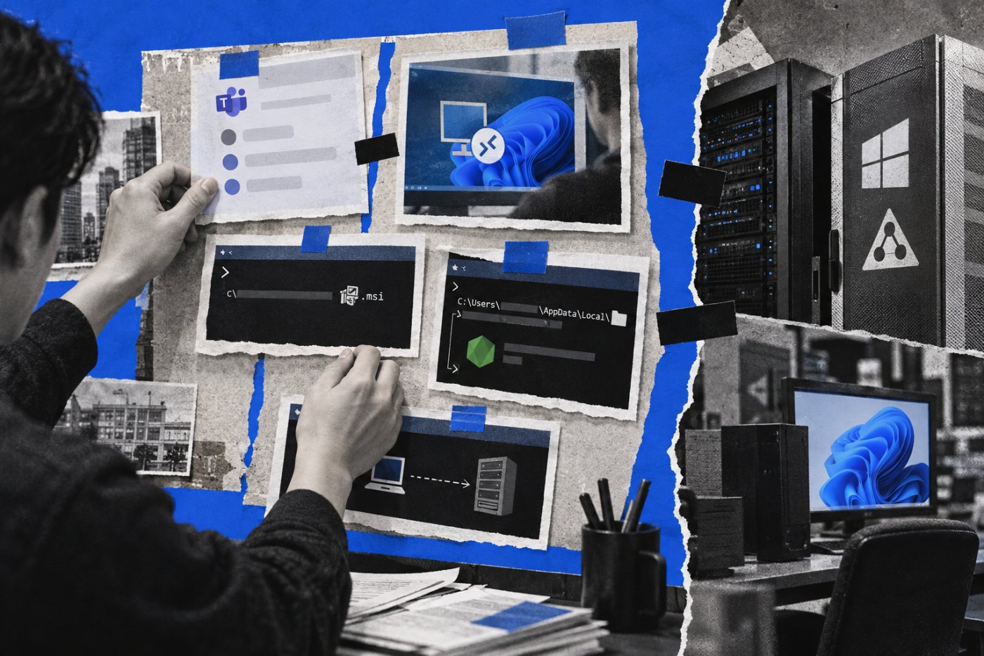 보안 운영팀이 Teams 연락부터 Node.js 실행과 도메인 서버 대상 WinRM 연결까지 연속 행위를 탐지하는 상황