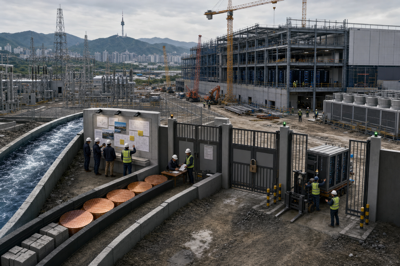 A financing schematic separates Brookfield’s up to $9 billion term sheet, NVIDIA’s planned $1 billion investment and Naver’s remaining funding for GAK Sejong.