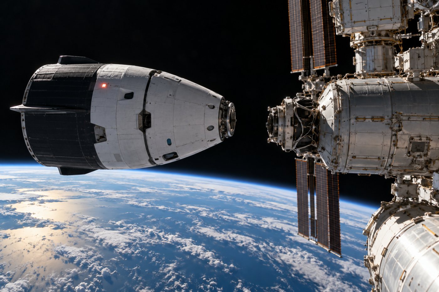 Nyx nähert sich bei der geplanten Demonstrationsmission der ISS zur Kopplung.
