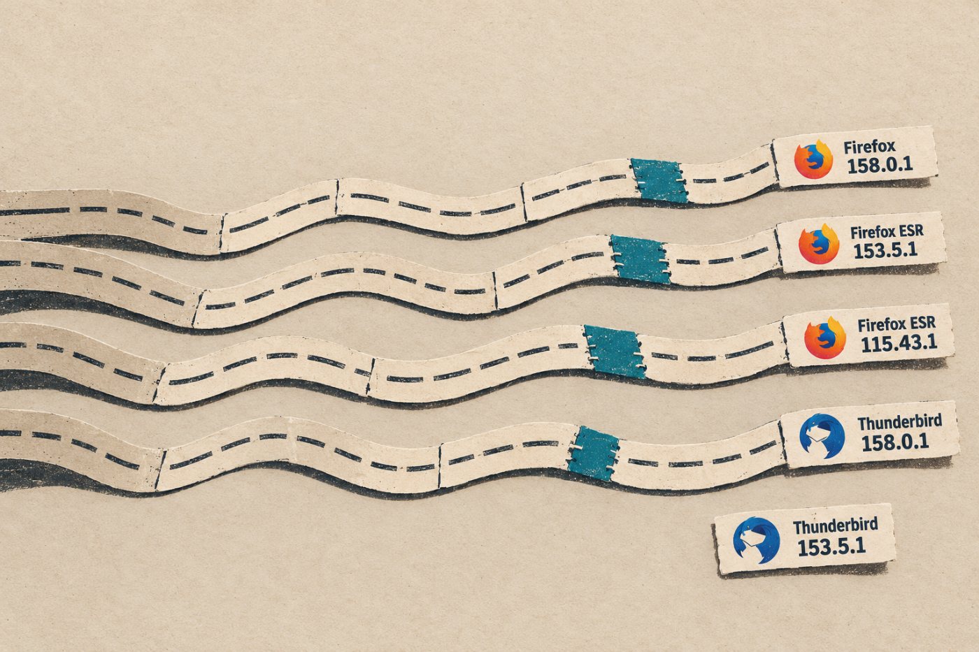 Firefoxi, Firefox ESR-i ja Thunderbirdi eraldi versiooniharud jõuavad oma parandatud väljalaseteni.