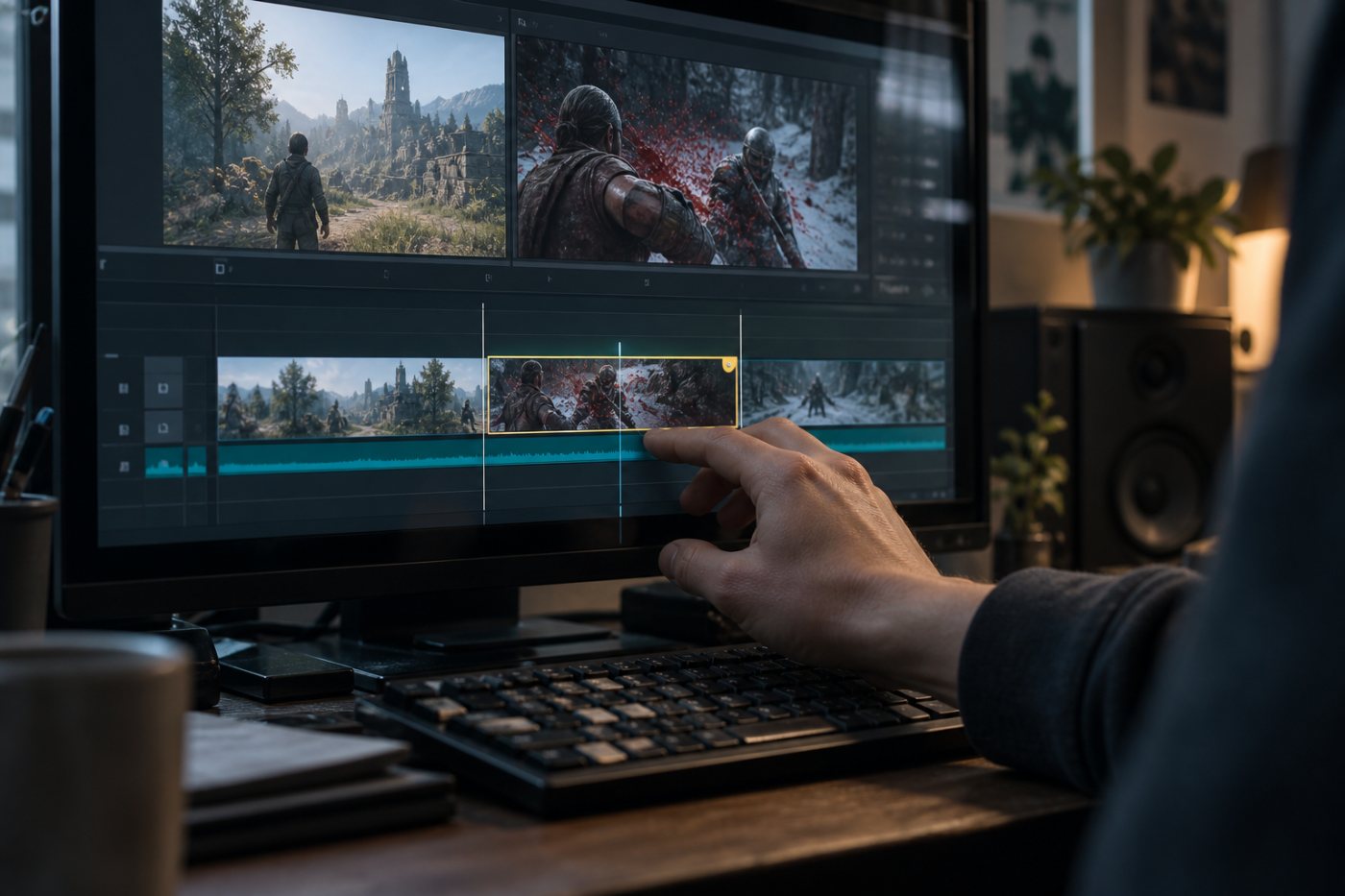 YouTube gaming timeline میں پہلے سات سیکنڈ، آٹھ تا پندرہ سیکنڈ اور بعد کے حصے کے الگ اشتہاری نتائج