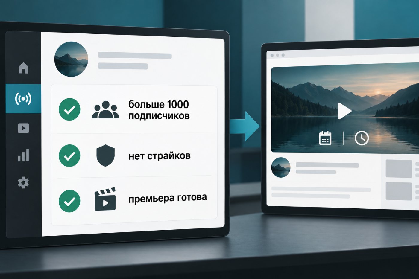 Проверка порога подписчиков, отсутствия страйков и готовности премьеры перед настройкой YouTube Live Redirect