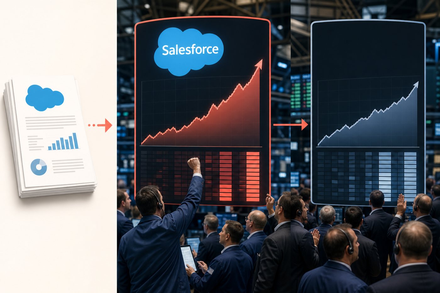 Акции Salesforce растут на 22,6% после отчёта, одновременно дорожает широкий сектор программного обеспечения.