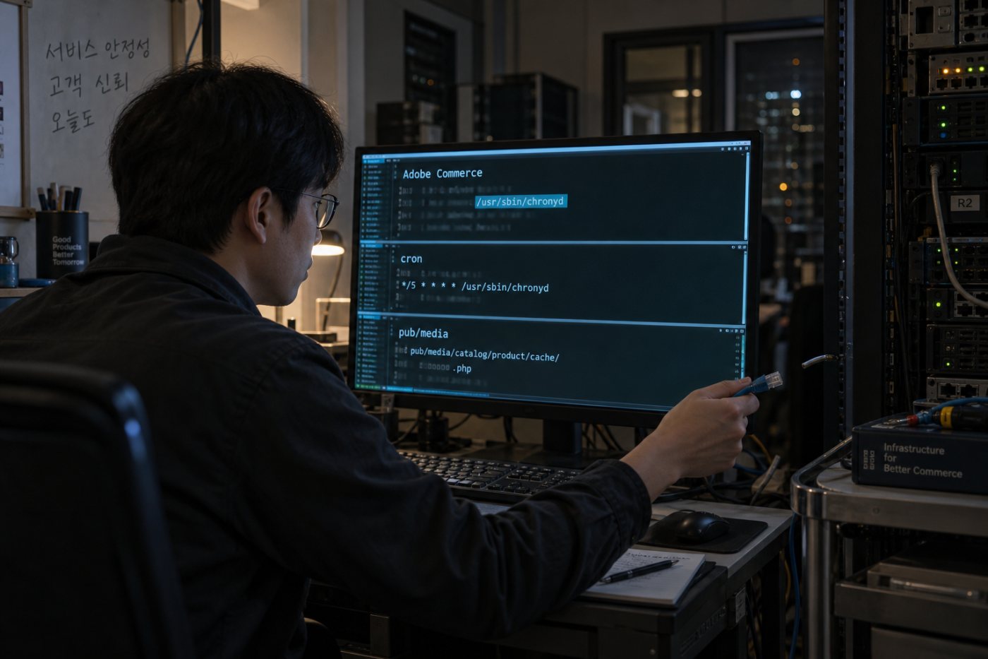 Adobe Commerce 서버에서 chronyd 경로와 cron·PHP 웹셸 흔적 조사