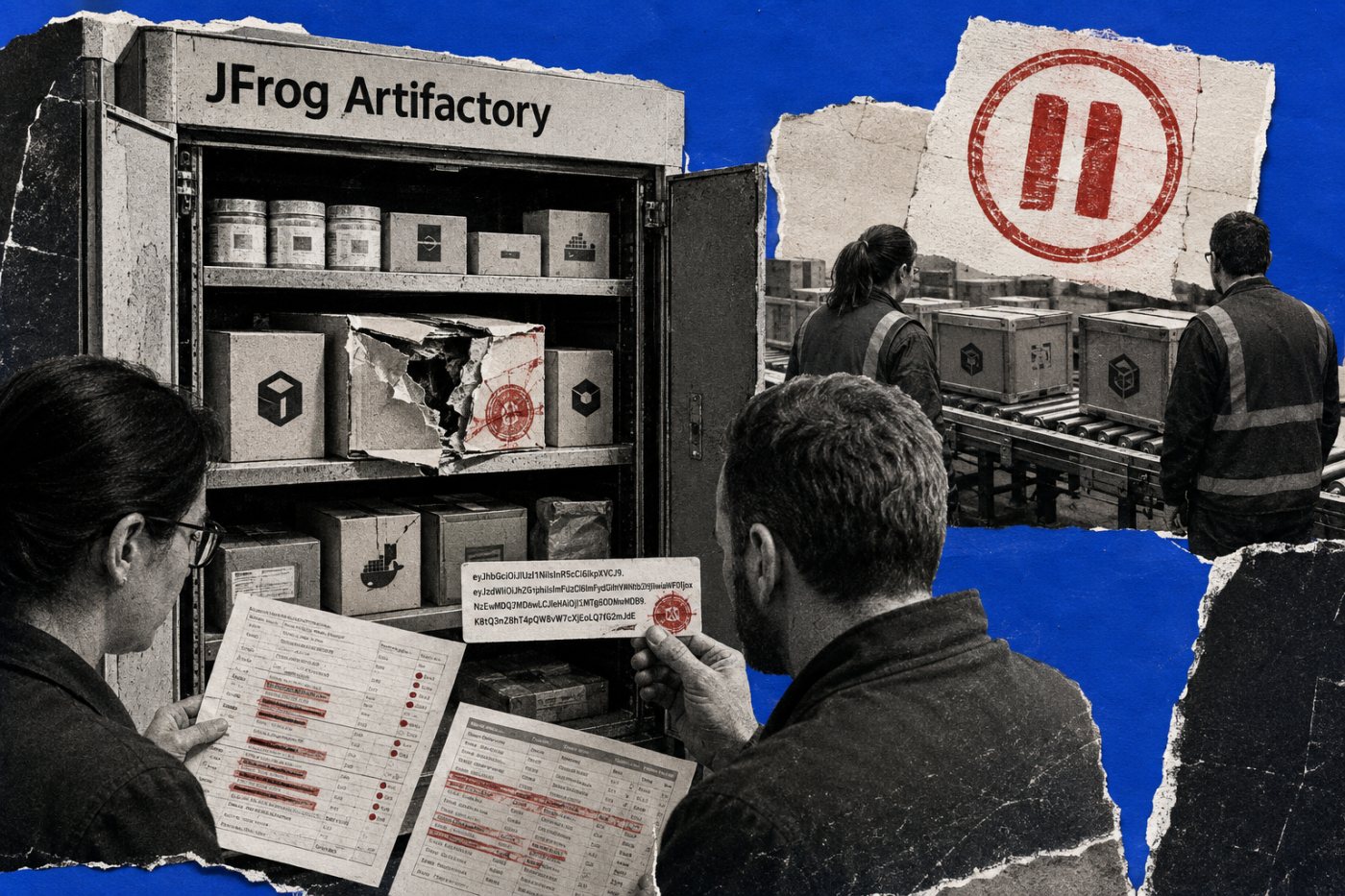 A security review checks Artifactory administrator access and repository changes after possible exposure to CVE-2026-82329.