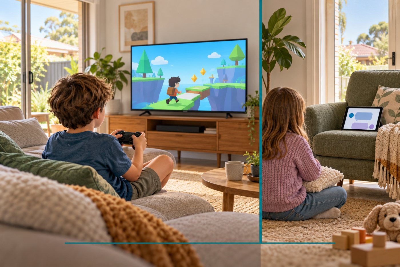 A child uses an online game, one of the services that would face additional safety duties under Australia’s bill.