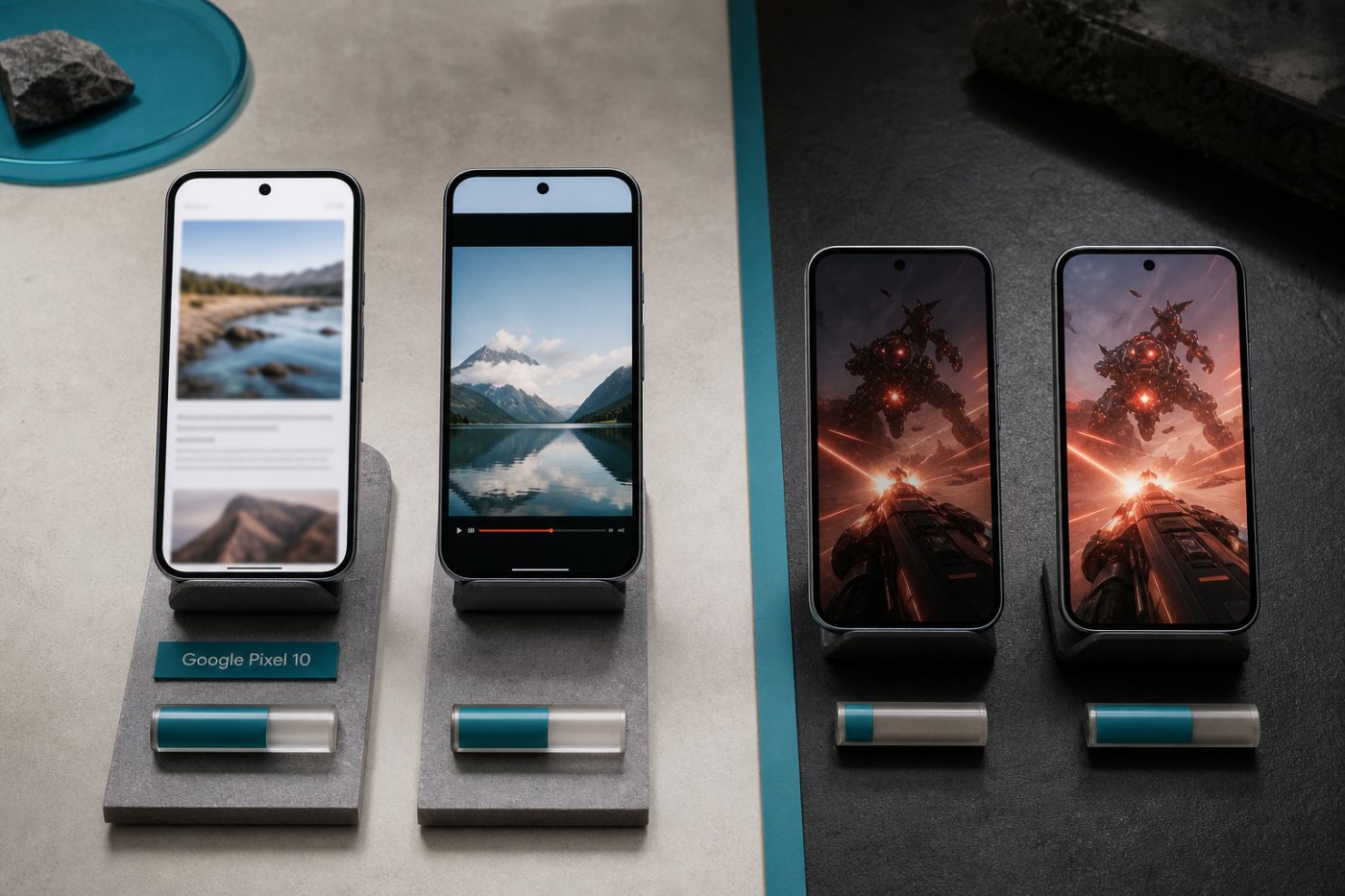 Pixel 10 and Pixel 9 showing different battery outcomes across browsing, video and gaming tests
