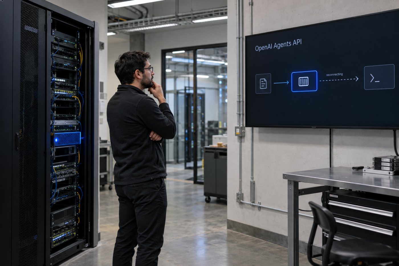 A Cloudflare Worker manages a dedicated Container as the execution environment for an OpenAI Agents API session.
