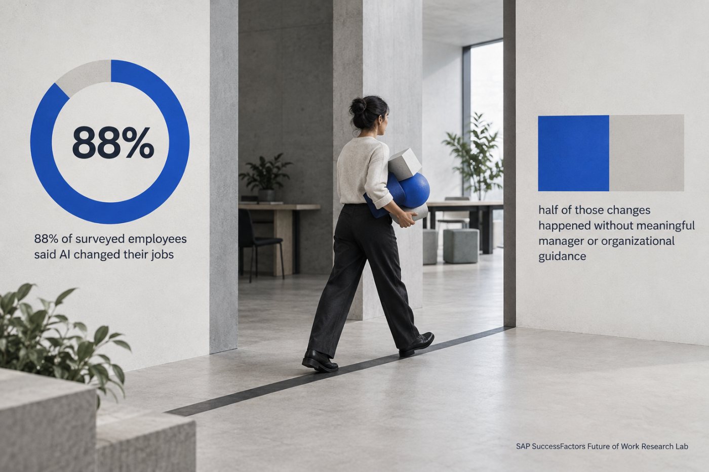An employee’s work expands beyond a fixed role, reflecting the job changes reported in SAP SuccessFactors research.