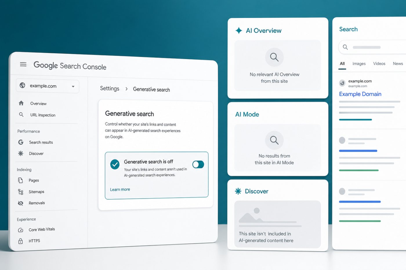 Search Consoleで除外したサイトが三つの生成AI検索機能に表示されない状態
