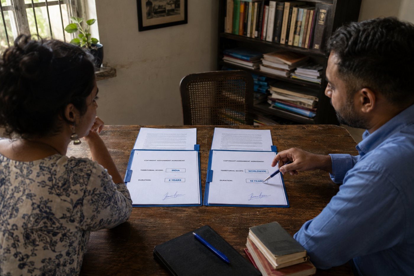 एक अनुबंध में भारत और दो वर्ष की सीमा तथा दूसरे में स्पष्ट विश्वव्यापी उपयोग की तुलना