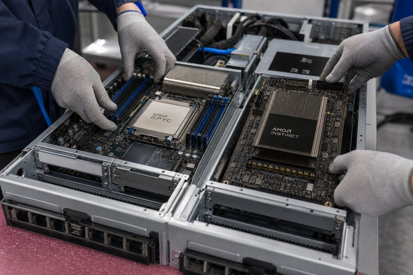 Процессоры AMD EPYC и ускорители Instinct интегрируются в узлы для центра обработки данных, показывая два источника роста сегмента.