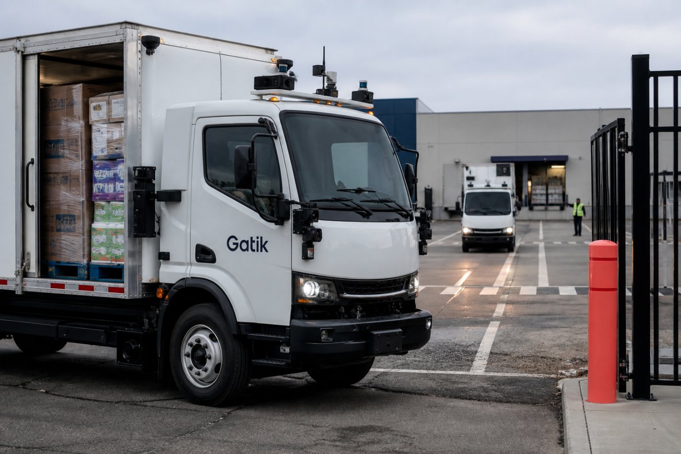 Gatik-Fahrzeuge transportieren Konsumgüter auf wiederkehrenden Routen zwischen Distributionszentren und Verkaufsstellen.
