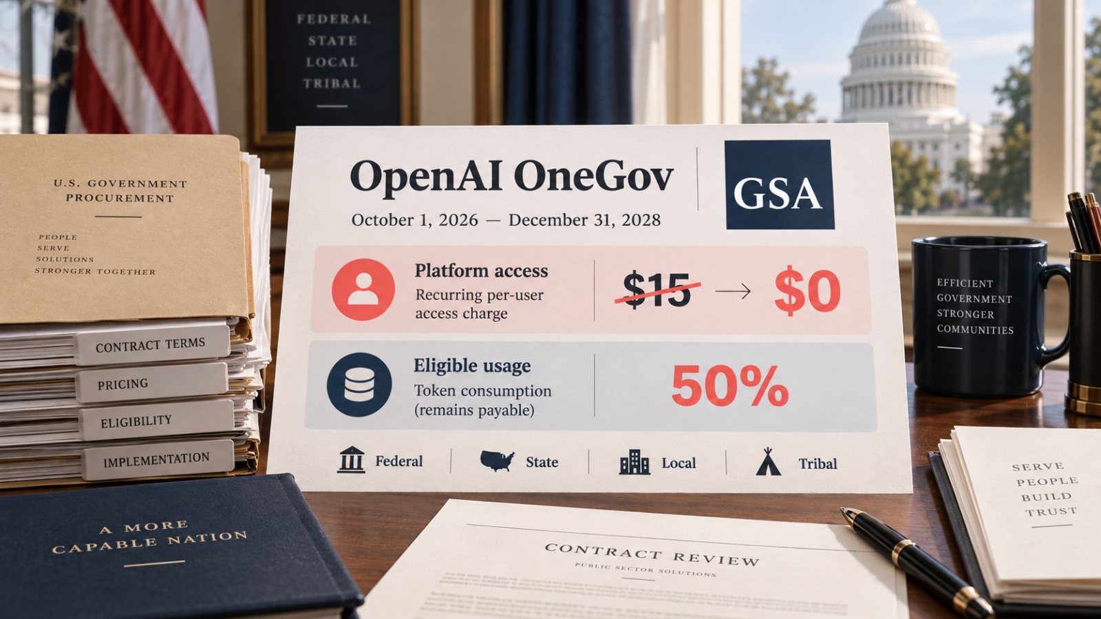 اتفاق OpenAI الحكومي يلغي رسم المقعد ويخفض كلفة الاستخدام 50%