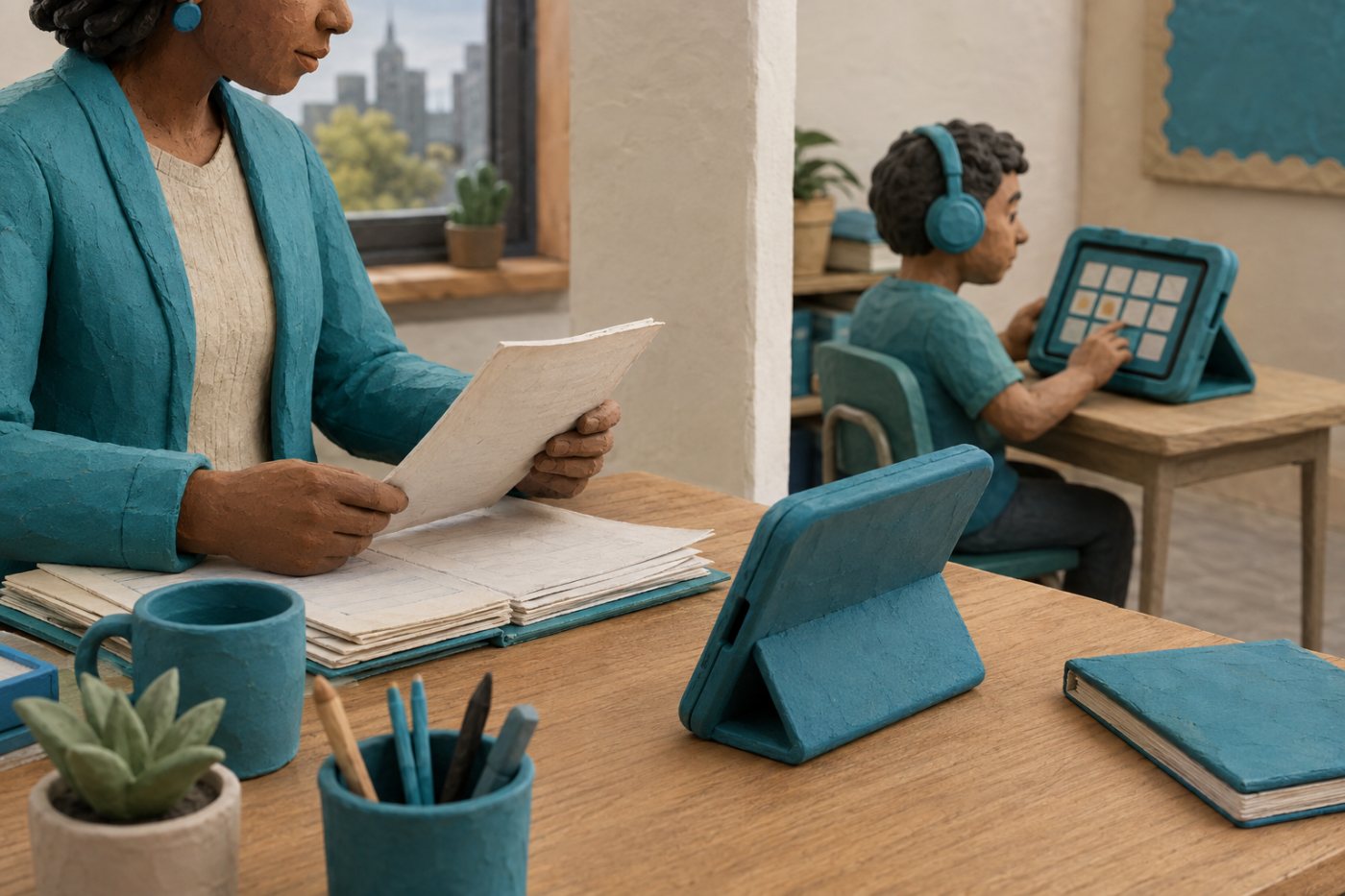 Un docente utiliza IA para planificación mientras se mantienen las tecnologías de accesibilidad necesarias para el alumnado.