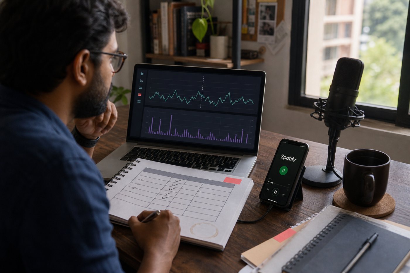 पॉडकास्टर प्रचार कोड, सुनने की अवधि और Spotify विज्ञापन प्रभाव अलग-अलग जाँचता है।