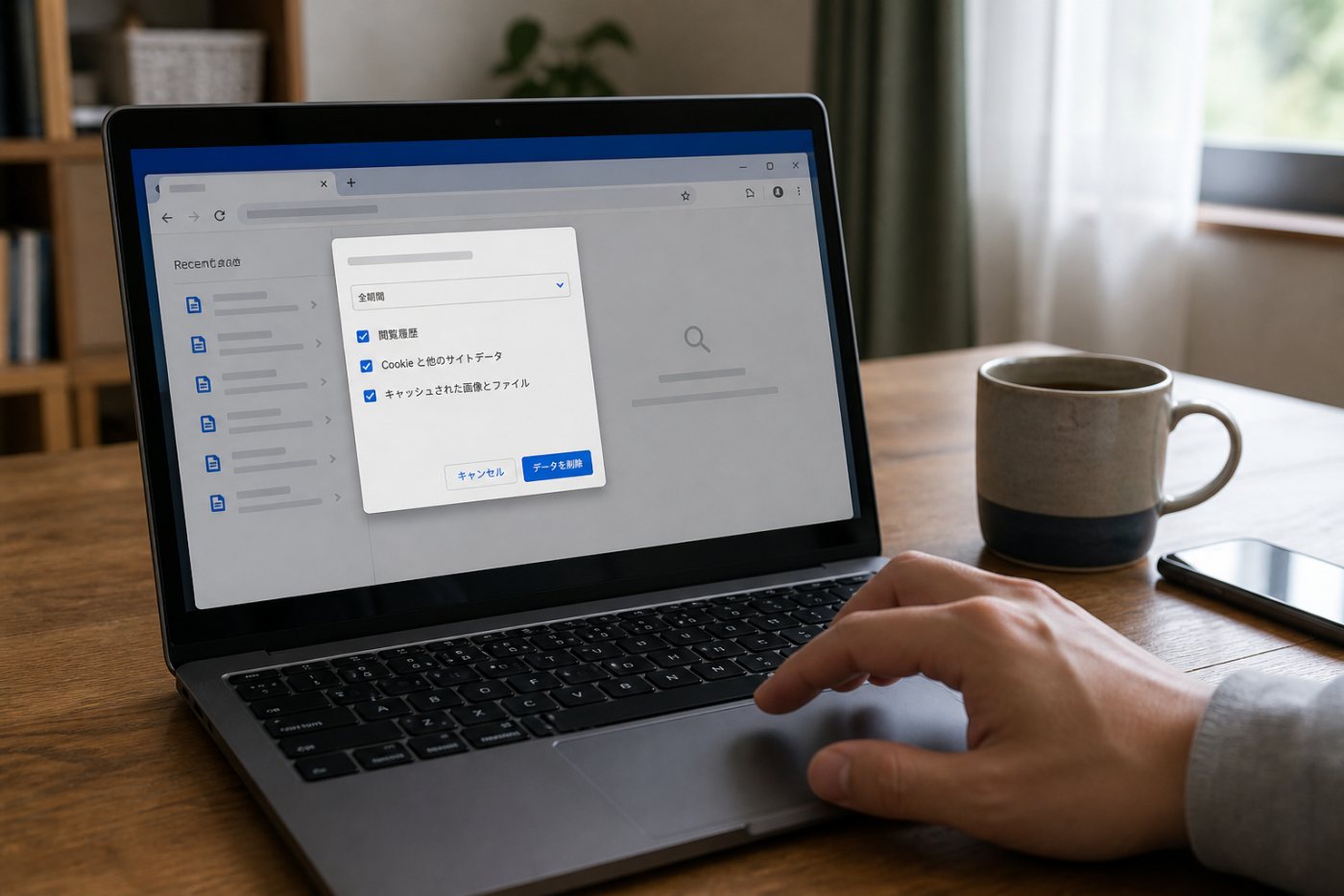 Googleアカウントの履歴削除後に残ったChrome閲覧履歴を別途削除する操作