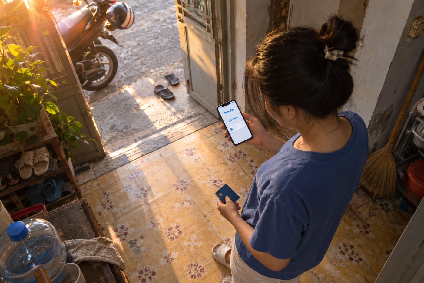 Người dùng rút tiền từ ZaloPay về tài khoản ngân hàng đã liên kết trước khi nạp MoMo.