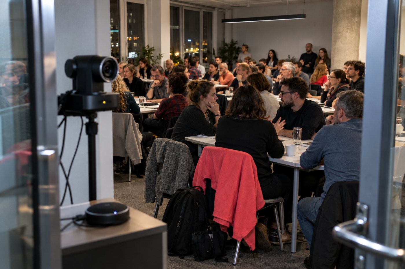 Školení s videokonferenční kamerou ukazuje, proč při volbě mezi Google Meet a Zoomem záleží na kapacitě a délce schůzky.