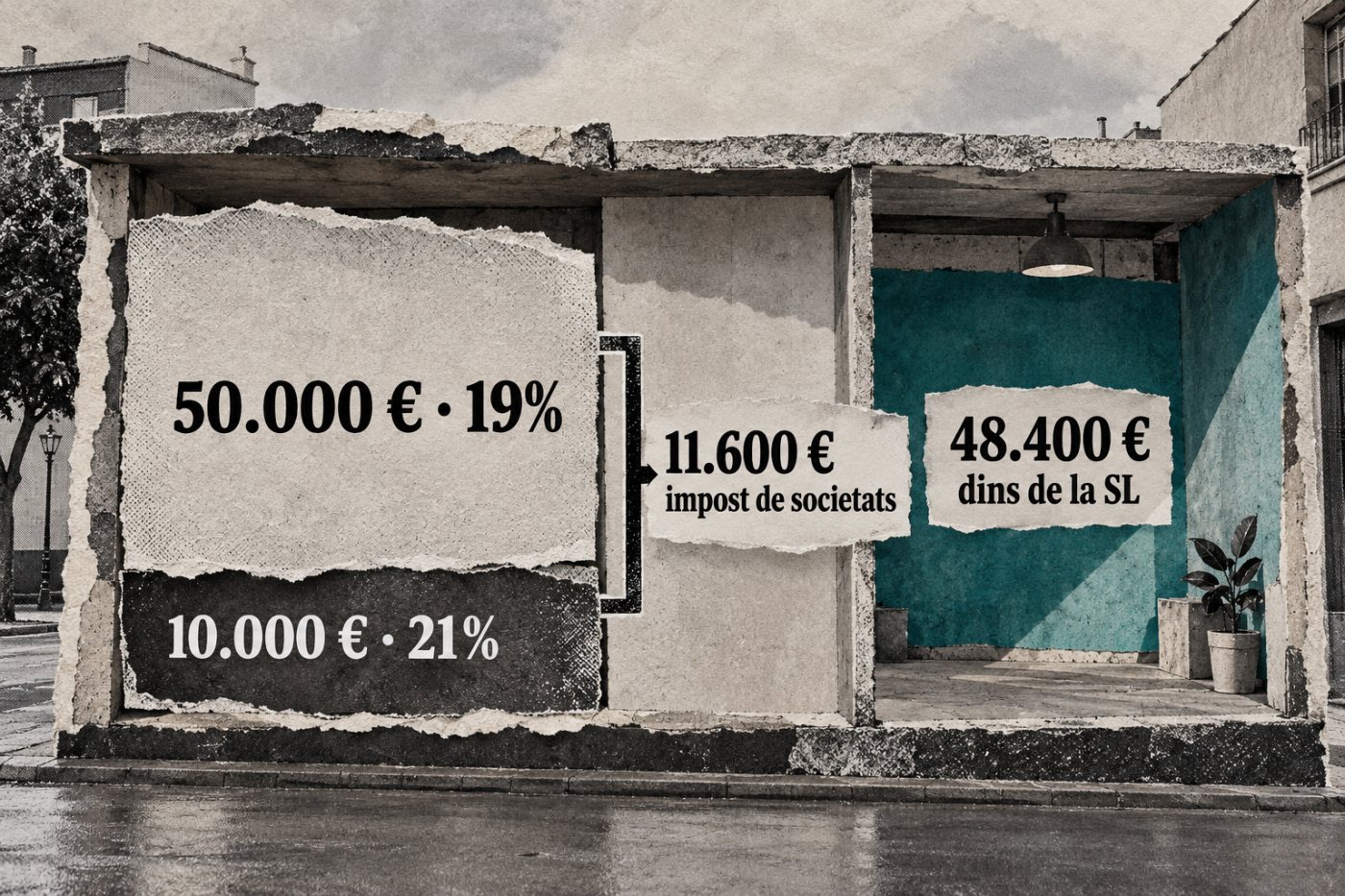 Exemple d’una micropime: una base imposable de 60.000 euros genera 11.600 euros d’impost de societats abans de repartir beneficis.